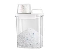 Demsyeq Dispensador de detergente para ropa, dispensador suavizante de tela, botella de detergente a prueba de humedad con taza medidora para decoración de lavandería, organización de arroz, cereales