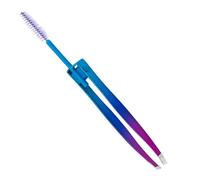 Demsyeq Pinzas de depilación | Pinzas de acero inoxidable 2 en 1 con cepillo, cepillo doble para párpados, depilación encarnada, herramienta de aseo de maquillaje para mujeres y hombres