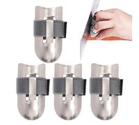 Demsyeq Protector de dedos para cortar alimentos | Protector de dedos de acero | Protector de grosor de 4 piezas para manipulación de descascarillado, fabricación de cocina y preparación de mariscos
