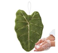 Demsyeq Toallas de mano para cocina, toallas de mano absorbentes con gancho - Paños de forro polar coral en forma de hoja para baño, hogar, cocina, comedor