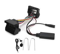 DEMULAX Cable Bluetooth, adaptador Bluetooth, cable Bluetooth de 12 pines y 12 V, adaptador de audio estéreo ABS con micrófono de repuesto, for Peugeot 207, 307, 407 y 308 Adaptador de micrófono de au