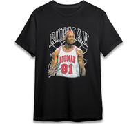 Den%niis Art Rodm@n T Shirt Sports Basketball Player Graphics Legend Signature for Fan tee Black Top Trend Vintage Style Cotton for Men and Women(X-Large)