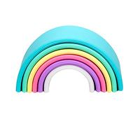 dëna Arco Iris Colores, Rainbow 6 Piezas de Juguete Apilable de Silicona, Juguete para bebé o niños Montessori… (Pastel)