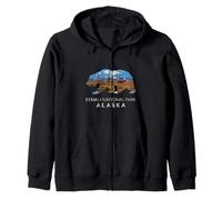 Denali National Park Alaska Bear Scene con alce de montaña Sudadera con Capucha