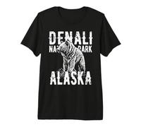 Denali National Park Alaska USA Bear Diseño de Estilo Vintage Camiseta Premium