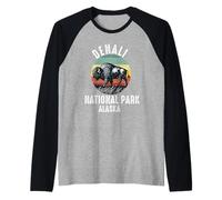 Denali National Park Souvenir Alaska Retro para Hombres, Mujeres y niños Camiseta Manga Raglan