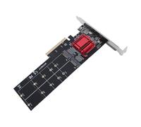 Denash Adaptador PCIe NVMe Dual, Chipset ASMedia ASM1812 Compatible sin Bifurcación, 2 SSD M.2 NVMe a Tarjeta PCIe 3.1 X8 X16, con Soporte, para SSD M. 2230, 2242, 2260, 2280 y 22110