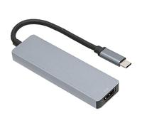Denash Adaptador USB C 5 en 1, Adaptador Multipuerto USB C Hub 4K 30hz Estación de Acoplamiento Dongle de Aluminio Espacial Portátil Chip PD Integrado para Viajes de Oficina en el Hogar