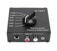 Denash Atenuador de Sonido Estéreo Pasivo, 6 Modos Conmutables de 15 DB a 0 DB con Interfaces de Radio Corporation of America de 3,5 Mm y 6,35 Mm, para Cine en Casa y Rendimiento de