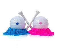 Denash Bolas para Revelar Género, Juego de Bolas Explosivas con Polvo de Color Máximo para Revelar Al bebé, Incluye 1 Pelota de Golf Azul y 1 Rosa, 2 Tees de Madera