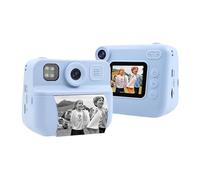 Denash Cámara de Impresión Instantánea para Niños, Pantalla de 2,0 Pulgadas, Reproductor MP3 de Vídeo HD 1080P con Juegos Integrados y Marcos de Fotos de Dibujos Animados, para Niños y (Blue)
