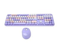 Denash Combinación Inalámbrica de Teclado y Mouse de Mapawriter con dpi Ajustable para Teclado Retro en Tamaño Completo y Mouse Compacto para PC/portátil, ABS Purple Mixed Color Mixed