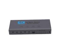 Denash Conmutador Multiviewer 4x1 HDMI 4K 30Hz, Conmutador sin Costuras | Con 13 Modos de Visualización, Botones de Pulsación y Control Remoto por Infrarrojos, Plug and Play, Compatible Con