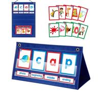Denash CVC Words Phonics Pocket Chart, Word Building Desktop Pocket Chart con Tarjetas Flash, Juguete Educativo con Incluye 100 Tarjetas para Aprendizaje de Fonética