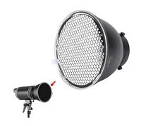 Denash Difusor del Reflector de Montaje de Bowens de 7 ", Softbox Plateado con Cuadrícula de 60 ° para Flash Estroboscópico de Estudio, Modificador de Luz de Aleación de Aluminio
