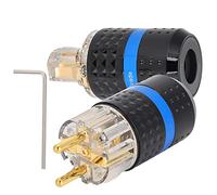 Denash Enchufe de Alimentación de Cobre de 24k con Plato de Oro para Dispositivos Visuales Profesionales, Parada de CA Transparente para Alambre de hasta 4.5 ² (E103G/F103G (Macho/Hembra))