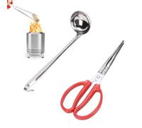 Denash Juego de Pinzas para Chimenea y Pala para Pellets de Hierro Fundido, Pinzas de 30,5 Cm con Pala de 28 Cm para Mini Leña y Pellets, Revestimiento Resistente Al Calor para Fogones