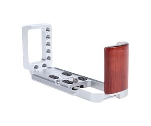 Denash L Empuñadura de Forma con de Madera, Agarre Estabilizador con Placa de Liberación Rápida, Accesorios de Soporte Accesorios, para XT30 XT30II XT10 XT20 Camera (Silver)