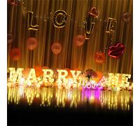 Denash Luces LED con Letras del Alfabeto, Carteles de Marquesina DIY con Brillo Blanco Cálido para Decoración del Hogar, Fiesta de Boda (DenashFBfXq-10148345)