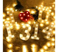 Denash Luces LED con Letras del Alfabeto, Carteles de Marquesina DIY con Brillo Blanco Cálido para Decoración del Hogar, Fiesta de Boda (DenashFBfXq-10148336)