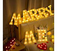 Denash Luces LED con Letras del Alfabeto, Carteles de Marquesina DIY con Brillo Blanco Cálido para Decoración del Hogar, Fiesta de Boda (DenashFBfXq-10148339)