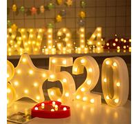 Denash Luces LED con Letras del Alfabeto, Carteles de Marquesina DIY con Brillo Blanco Cálido para Decoración del Hogar, Fiesta de Boda (DenashFBfXq-10148328)