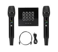 Denash Mezclador de Karaoke con Micrófono Inalámbrico, Micrófono Inalámbrico de Mano Dual con Ecualizador Integrado para Instrumento de Altavoz con Tarjeta de Sonido