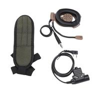 Denash Micrófono de Auriculares de Radio, Tazas de Cancelación de Cancelación de Ruido, Serpentador de Enchufe K de Pin para KPG87D TH-415 TK-3230, UV5R Plus, BF-888S, HYT TC388, (Brown)