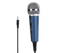 Denash Micrófono de Cable de Condensador con un Adaptador en Forma de U para Karaoke Informático, Cardioides Sensibles de 3.5 Mm (Blue)