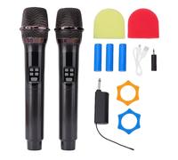 Denash Micrófono Inalámbrico Dual, de Micrófono Dinámico Portátil UHF con Alcance de 50 M, Inalámbrico Plug and Play para Karaoke, Bodas, PA