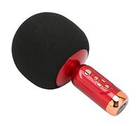 Denash Micrófono Portátil Recargable Micrófono Inalámbrico de Karaoke con Luz LED para un Teléfono Celular de PC de Automóviles de Fiesta, Inalámbrico de bajo Ruido para KTV y House Party (Rojo)