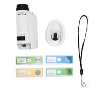 Denash Microscopio Portátil, Aumento de 60 a 180X con Luz LED para Niños, Herramienta Científica Portátil con 4 Muestras para Exploración Educativa (White)