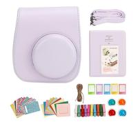 Denash Mini Bolsa Protectora para Cámara Instantánea Mini 12, Funda de PU con álbum, Filtros, Marcos Colgantes, Pegatinas (Purple)