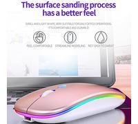 Denash Mouse Inalámbrico Iluminado, Mouse Recargable Mudo para Computadora Portátil de Oficina, Diseño Tranquilo para Cafetería, Plug and Play, 1 X Negro Esmerilado (#4)