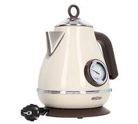 Denash Pantalla de Temperatura del Hervidor Eléctrico Protección de Quemaduras Secas 1.7 L Capacidad para Amantes del té Acero Inoxidable (WHITE)