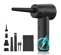 Denash Plumero Eléctrico Inalámbrico, Soplador de Aire de Alta Potencia con 3 Configuraciones de Velocidad, Soplador de Polvo Recargable con 6 Boquillas para Limpieza de la Oficina (Versión estándar