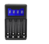 Denash Seivi Black LCD Muestra Cuatro Ranuras de Cargador de Batería USB para AAA AAA NI-MH Celular de la Celda El Clima con Protección Inteligente para una Carga Eficiente en El Hogar o en la Oficina