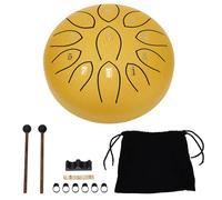 Denash Tambor de Lengüeta de Acero Al Carbono de 6 Pulgadas y 11 Tonos, Instrumento Musical de Apariencia Elegante con Diseño de Chakra para Exteriores, Oasis Tranquilo como Sonido de (YELLOW)