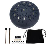 Denash Tambor de Lengüeta de Acero Al Carbono de 6 Pulgadas y 11 Tonos, Instrumento Musical de Apariencia Elegante con Diseño de Chakra para Exteriores, Oasis Tranquilo como Sonido de (BLUE)