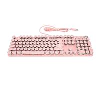 Denash Teclado Mecánico, Diseño Compacto, Inyección de 2 Colores, Eje Mecánico Real, 104 Teclas, Teclado para Juegos para Oficina para Juegos en Casa (902-7 Punk Rosa)