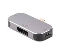 Denash USB C HUB Multifuncional 3 en 1 Estación de Acoplamiento Tipo C Carga Rápida para Aluminio Aleación de Plata