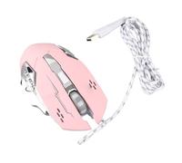 Denash USB Optical Computer Mouse con 4 Efectos de Iluminación de Color 6 Claves y Compatibilidad de Ancho para 7 8 10, Mouse de Juego Silencioso para Hacer para Cuaderno (Pink)