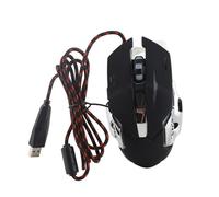 Denash USB Optical Computer Mouse con 4 Efectos de Iluminación de Color 6 Claves y Compatibilidad de Ancho para 7 8 10, Mouse de Juego Silencioso para Hacer para Cuaderno (Black)