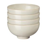 Denby - Juego de 2 cuencos de arroz blanco crema de lino - Vajilla apta para lavavajillas y microondas - Vajilla de cerámica de gres en tonos naturales