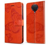 DENDICO Funda para Nokia G20 / Nokia G10, Magnético Libro Funda de Cuero PU para Nokia G20 / Nokia G10, Diseño en Relieve Carcasa con Ranura para Tarjeta, Naranja