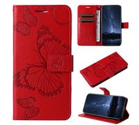 DENDICO Funda para Realme C53 4G / OPPO Realme Note 50 5G, Diseño en Relieve Carcasa con Ranura para Tarjeta, Magnético Libro Funda de Cuero PU para Realme C53 4G / OPPO Realme Note 50 5G, Rojo