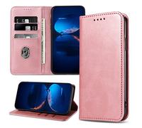 DENDICO Funda para Xiaomi Redmi 10 / Redmi 10 2022 / Redmi 10 Prime, Antigolpes Libro Carcasa de PU Cuero, Flip Billetera Funda con Ranuras para Tarjetas para Xiaomi Redmi 10, Oro Rosa
