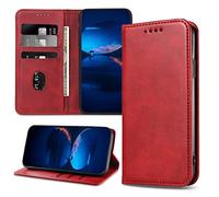 DENDICO Funda para Xiaomi Redmi 10 / Redmi 10 2022 / Redmi 10 Prime, Antigolpes Libro Carcasa de PU Cuero, Flip Billetera Funda con Ranuras para Tarjetas para Xiaomi Redmi 10, Rojo