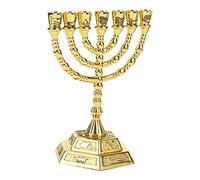 Dener Jude Hanukkah Menorah - Candelabro de 7 ramas para festival judío, elegante diseño de relin, decoración perfecta para el hogar para celebraciones y tradiciones
