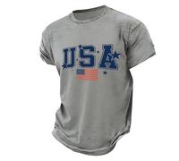 DENGJIAMY 250 Anniversary USA Shirt Mens Plus Size American Flag 4th of July T Shirts Patriotic Graphic Tee Tees Camisetas de cuello redondo para hombre, gris, 4XL